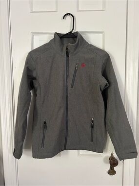 Ariat Kids' Gray Softshell Jacket with Red Shield Logo